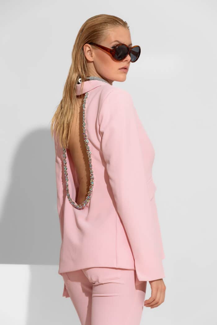 C-THROU-Crepe Backless Crystal-Embellished Blazer-Banner-Outerwear-Spring-26