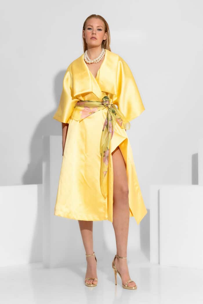 Ruffled Side-Slit Taffeta Parka