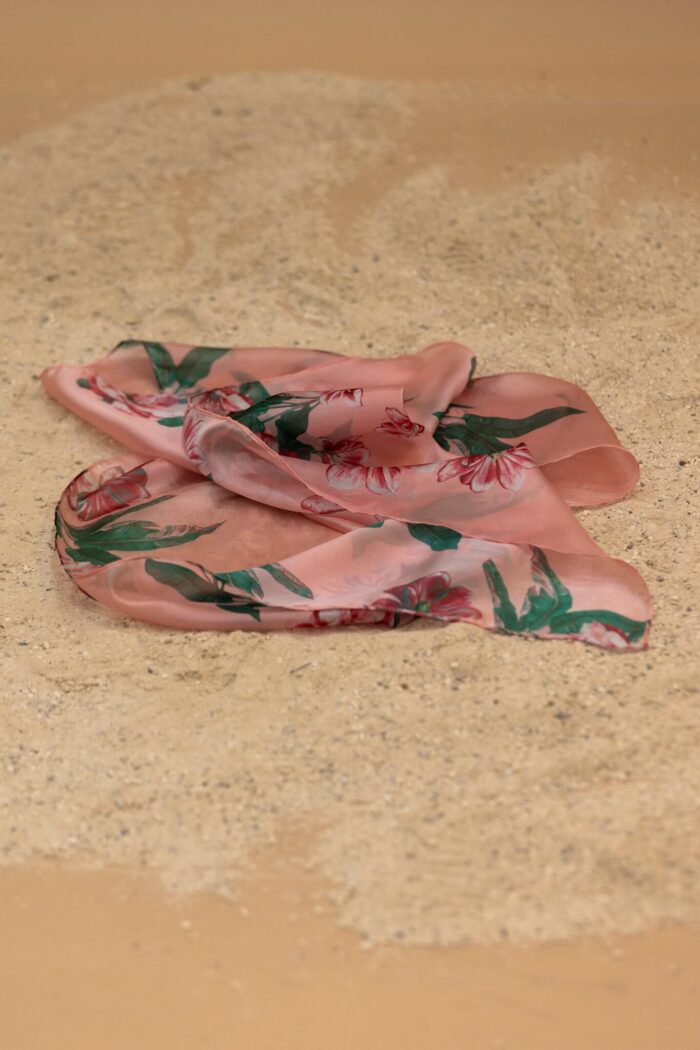 C-THROU Floral Pink Organza Scarf 2609010wp