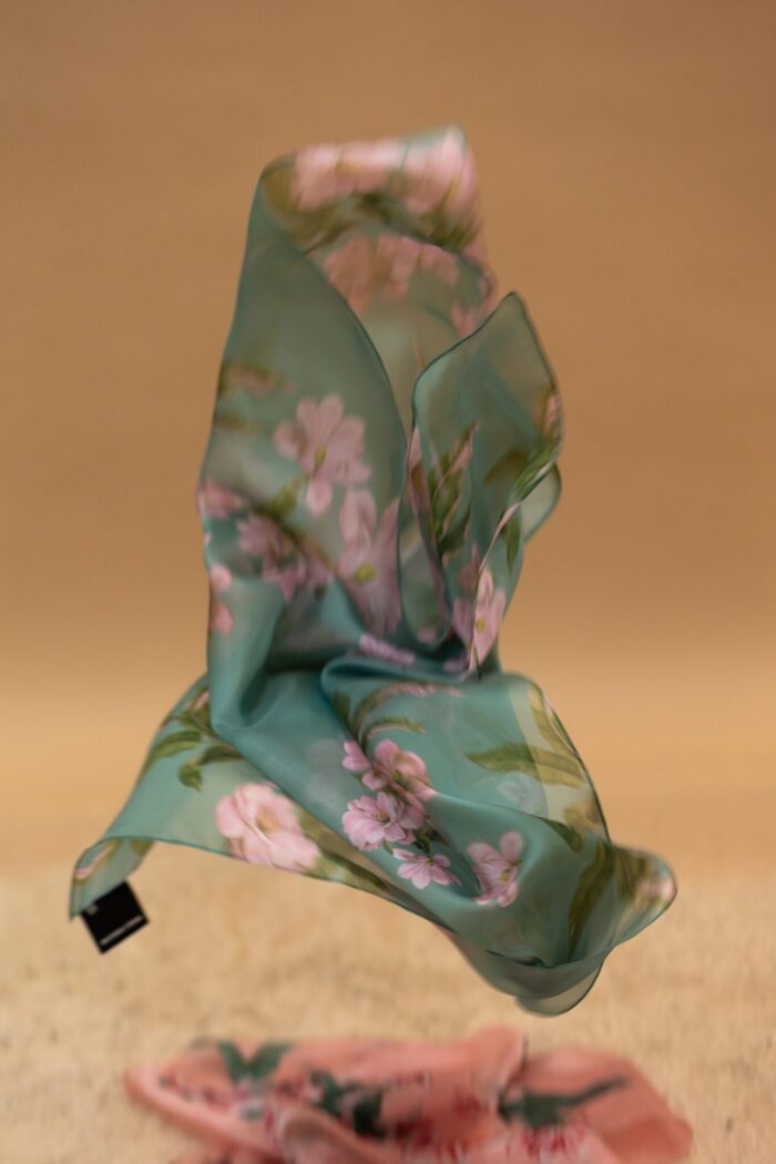 C-THROU Floral Green Organza Scarf 2609010wg