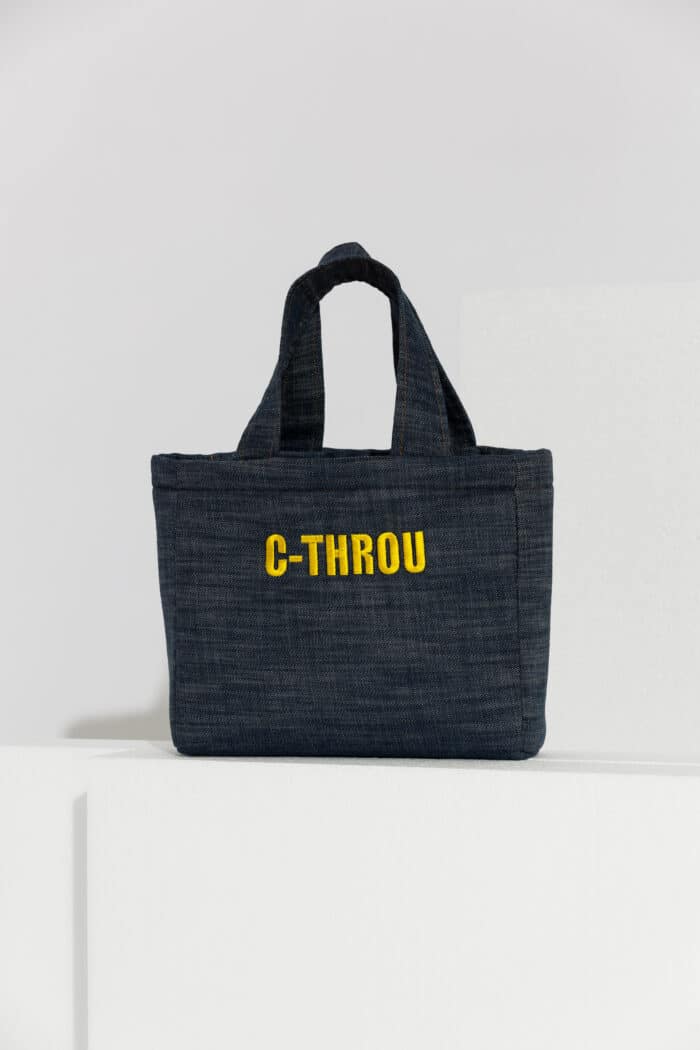Mini Denim Tote Bag with Logo Embroidery