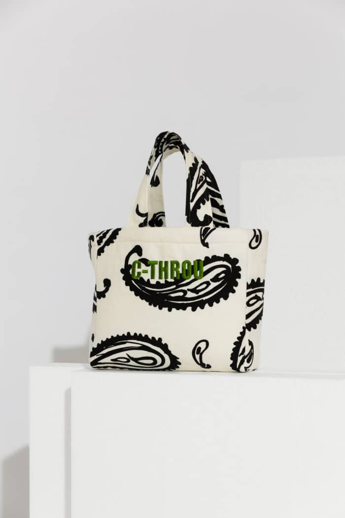 Mini Printed Denim Tote Bag with Logo Embroidery