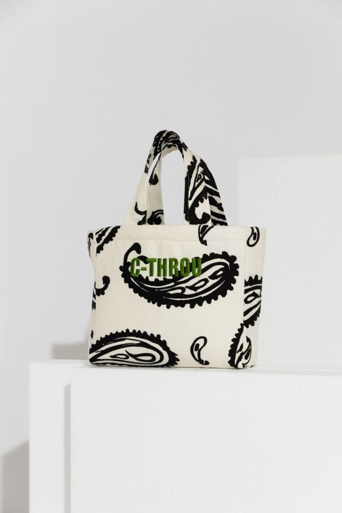 C-THROU Mini Printed Denim Tote Bag with Logo Embroidery 2609004