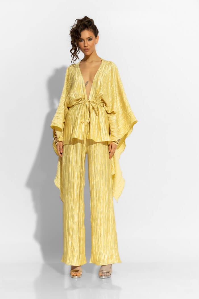 C-THROU Crinkled-effect Rayon Wide Leg Pants 2603022