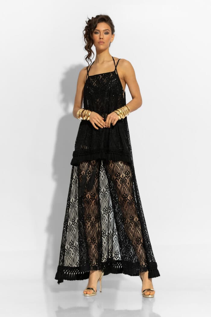 C-THROU Exclusive Asymmetrical Sheer Lace Camisole Tunic 2605006