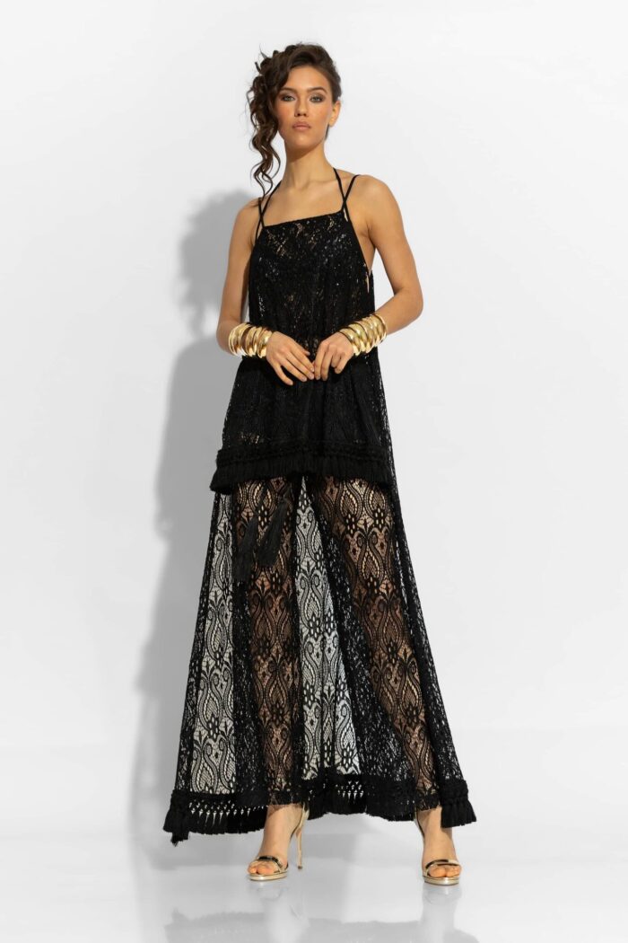 C-THROU Exclusive Asymmetrical Sheer Lace Camisole Tunic 2605006