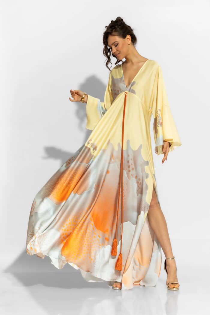 C-THROU Satin Print Maxi Dress 2606022