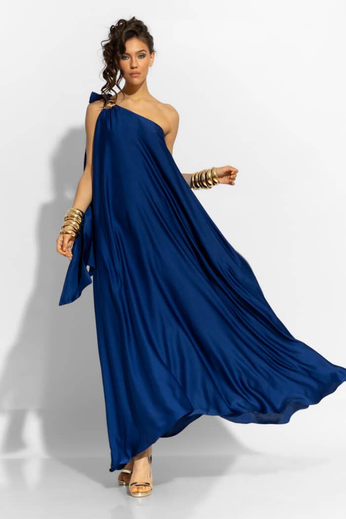 C-THROU One Shoulder Satin Maxi Dress 2606029