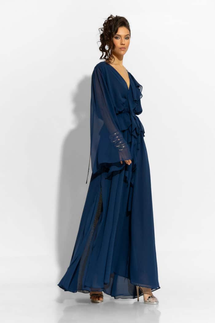 C-THROU One Shoulder Maxi Ruffled Chiffon Dress 2606031