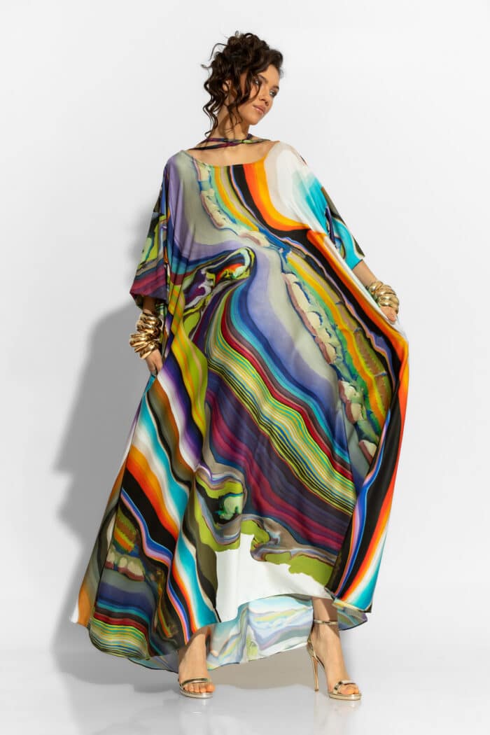 C-THROU Satin Print Oversized Maxi Dress 2606034
