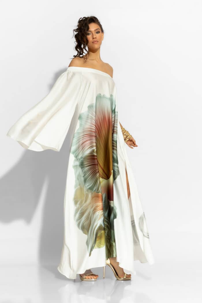 C-THROU One Shoulder Maxi Satin Print Dress 2606041WW