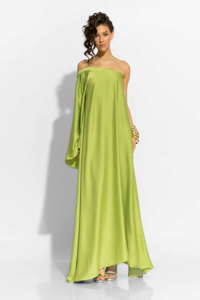 C-THROU One Shoulder Maxi Satin Dress 2606042