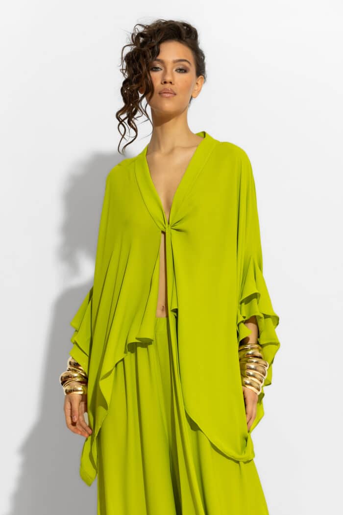 Lime Crepe Georgette Tie Front Tunic