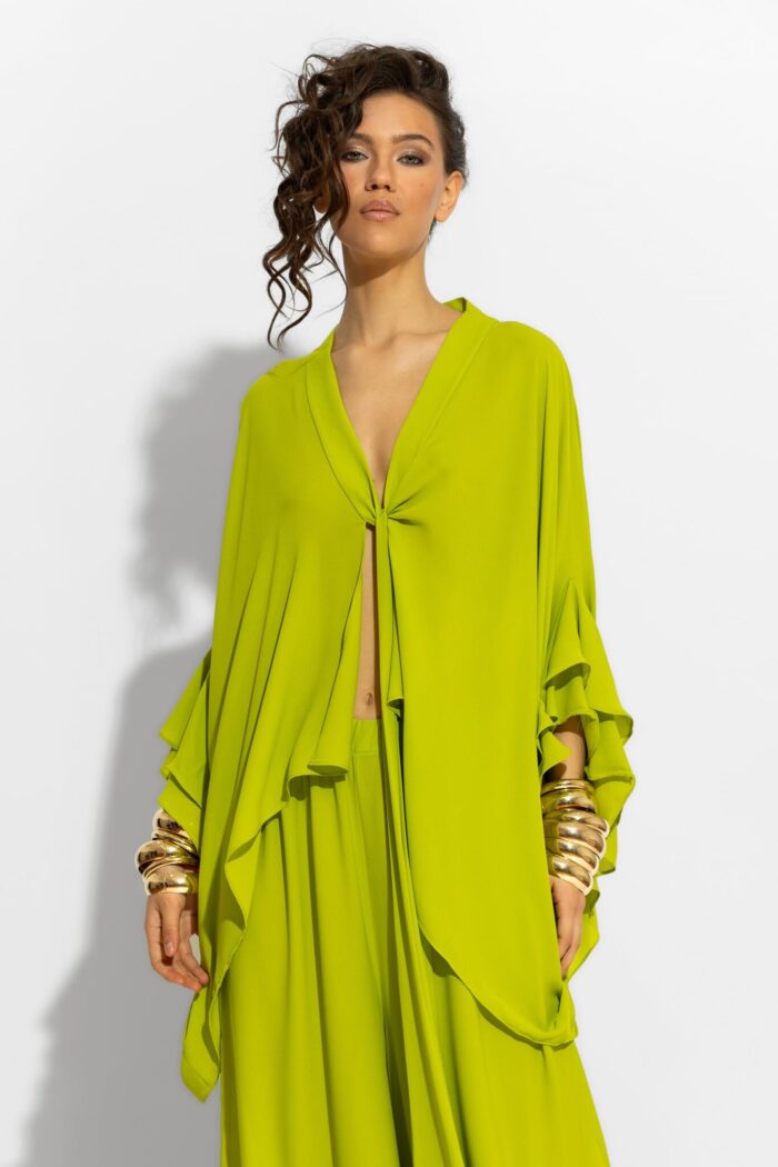 C-THROU Lime Crepe Georgette Tie Front Tunic 2609017wl