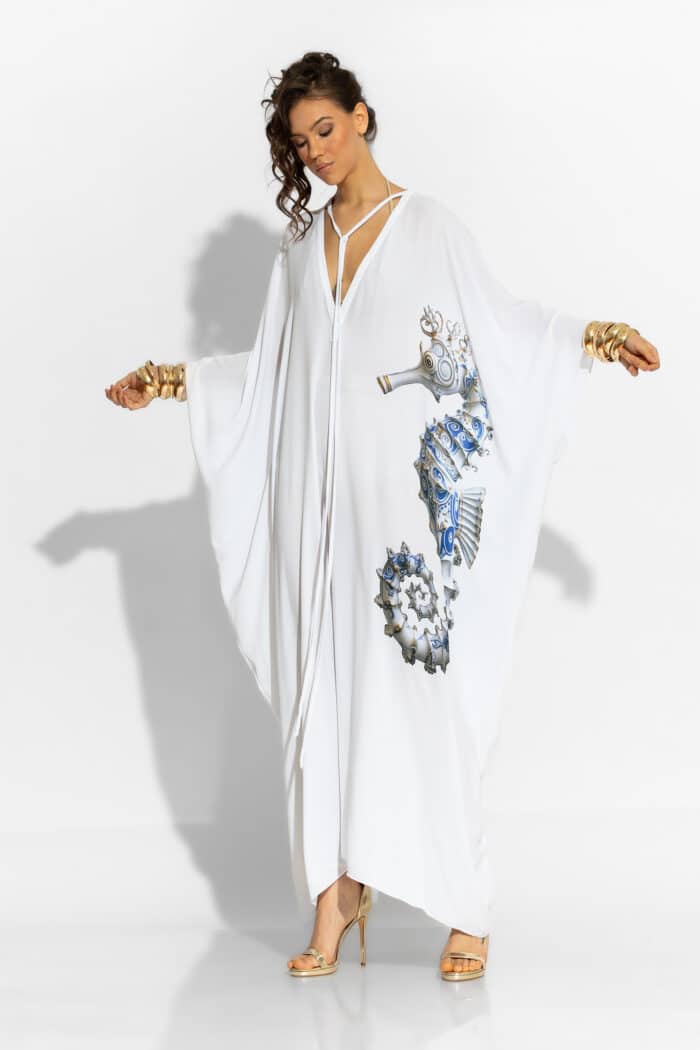C-THROU Crepe Georgette Maxi Kaftan Dress 2609019