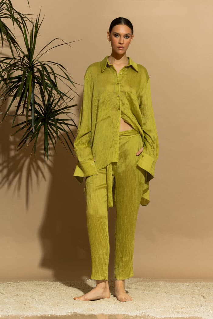 Tencel Cropped Pants with Belt