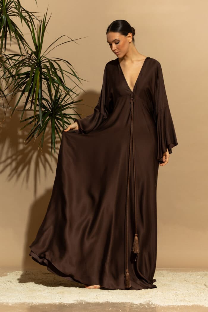 C-THROU Exclusive Satin Viscose Side Slit Maxi Dress 189