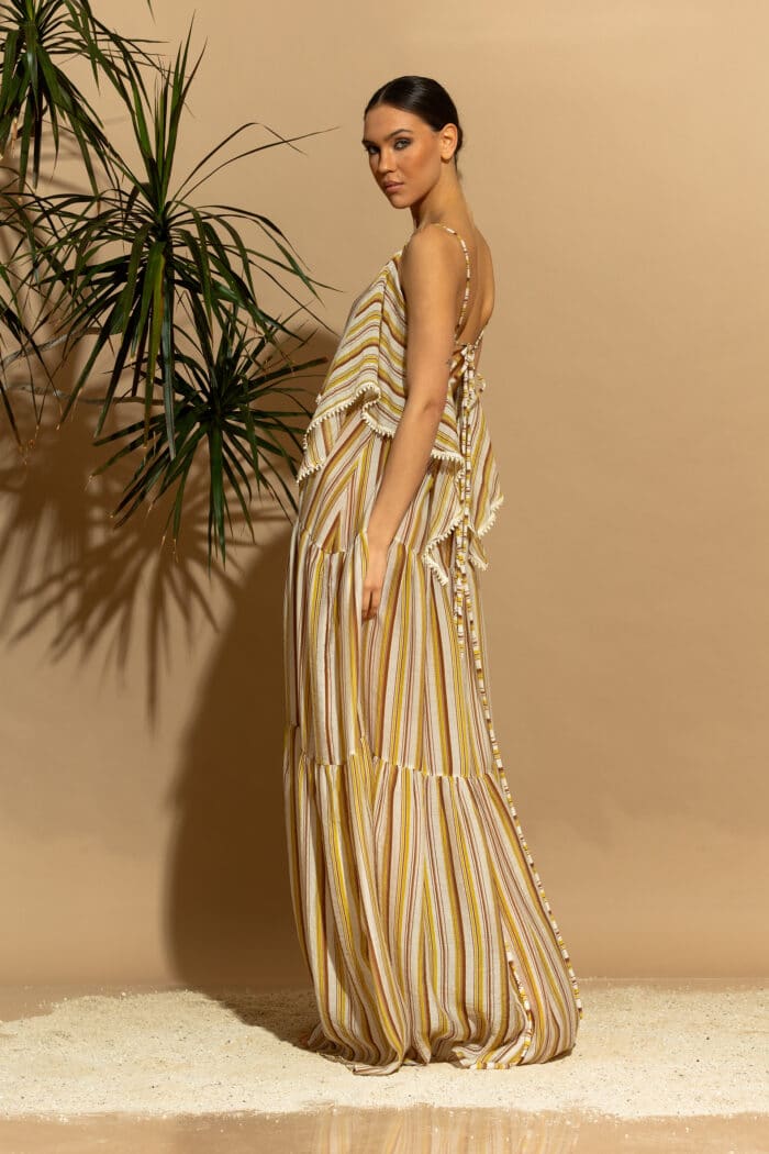 C-THROU Exclusive Maxi Striped Camisole Tencel Dress in Yellow 2636016wy