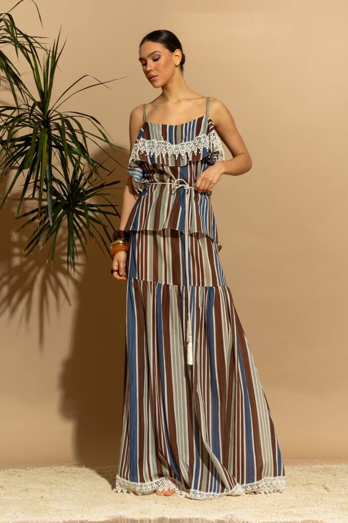 C-THROU Exclusive Striped Tencel Maxi Skirt 2631004