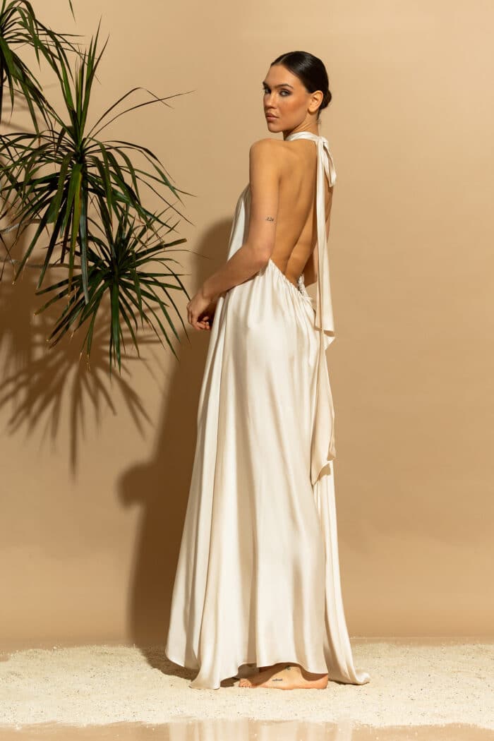 C-THROU Exclusive Maxi Halterneck Satin Viscose Dress 2636002
