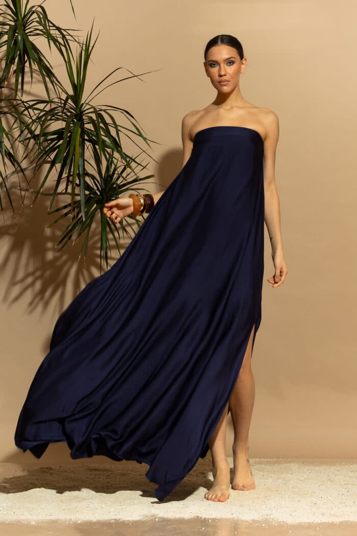 C-THROU Exclusive Satin Viscose Strapless Maxi Dress 2636017