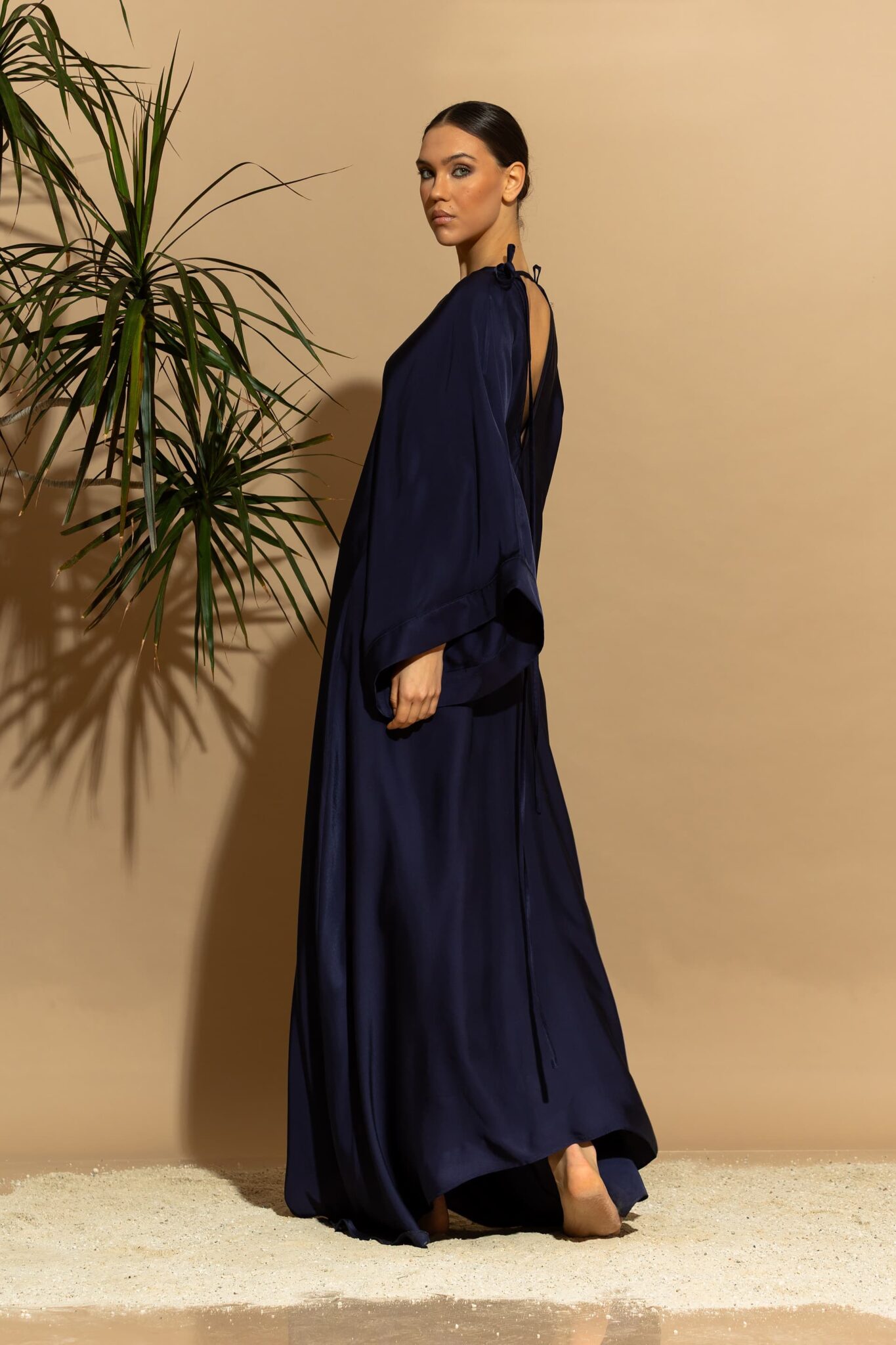 satin viscose dress Karen Millen Satin Viscose Drape Cowl Neck Maxi Dress in Yellow