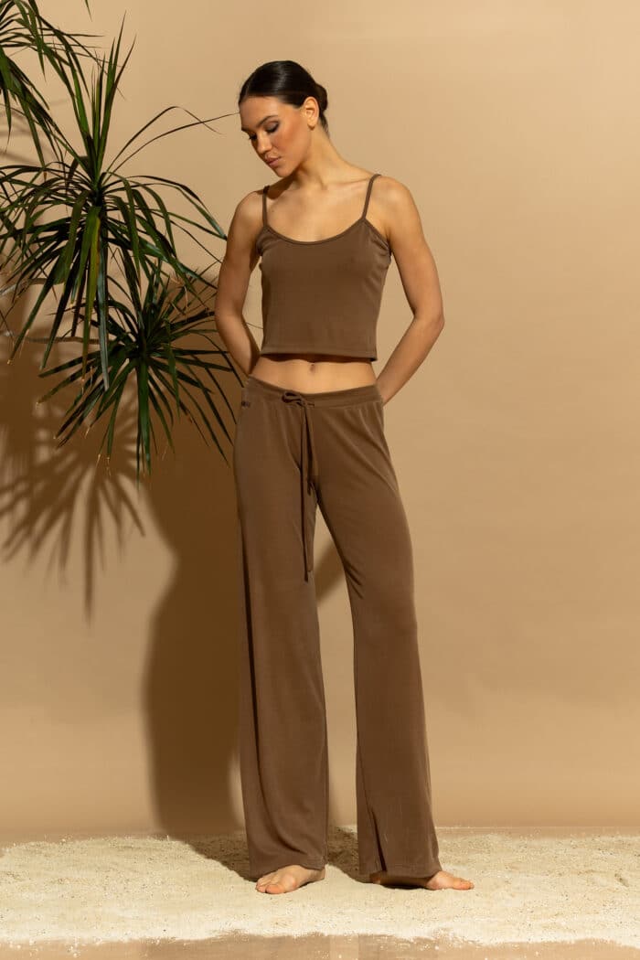 C-THROU Exclusive Logo Embroidered Viscose Rib Pants 2633006