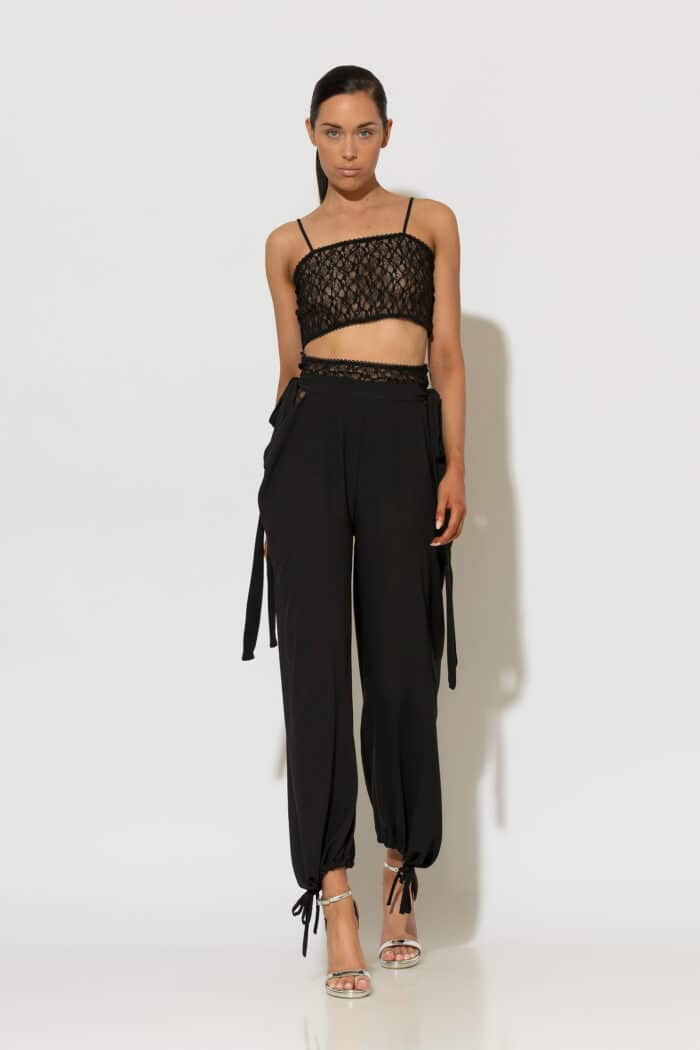 C-THROU Black Chiffon & Devore Asymmetric Tunic