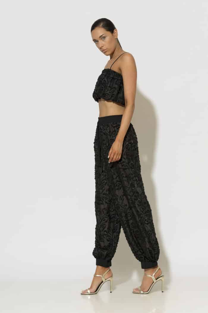 C-THROU Devore Gathered Wide-Leg Trousers