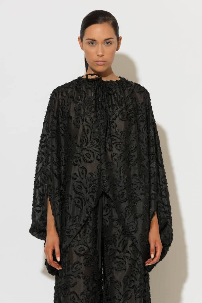 C-THROU | Devore Gathered Cape Top