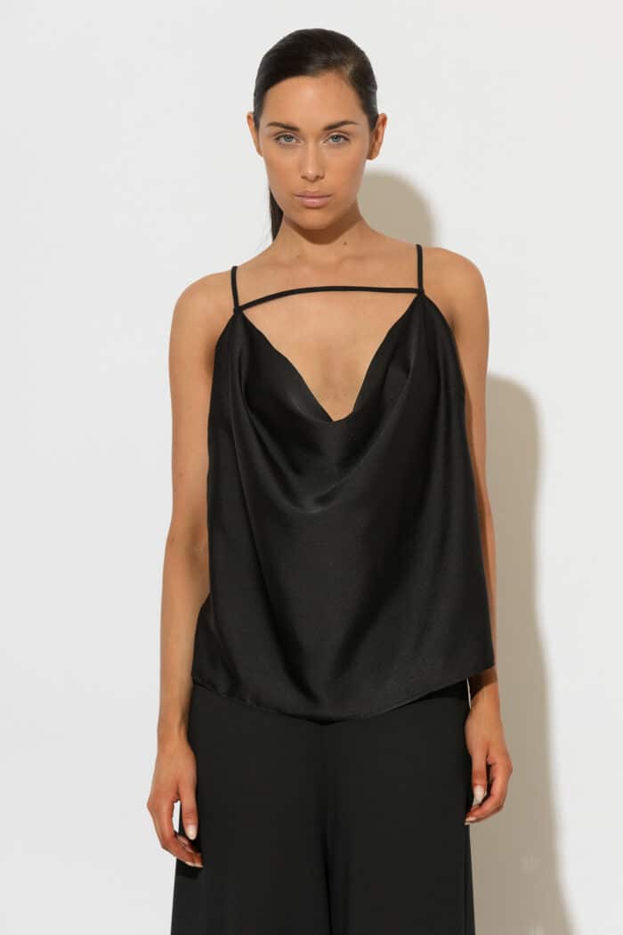 Satin Cowl Neck Cami Top front view