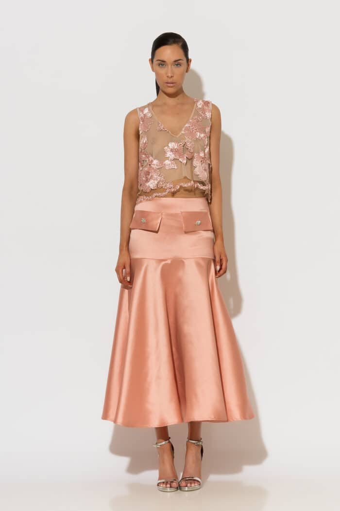 C-THROU Floral Appliqué Tulle Top