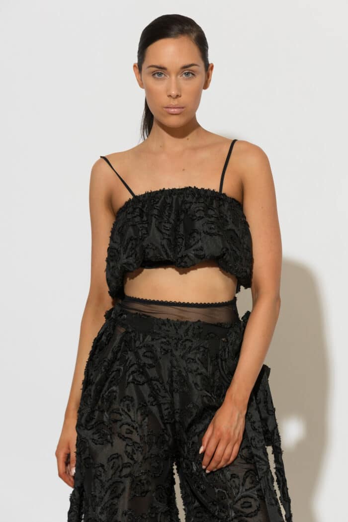C-THROU Devoré Crop Top with Spaghetti Straps