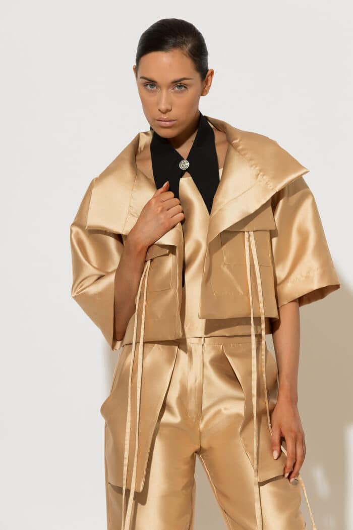 C-THROU Luminous Taffeta Cropped Jacket