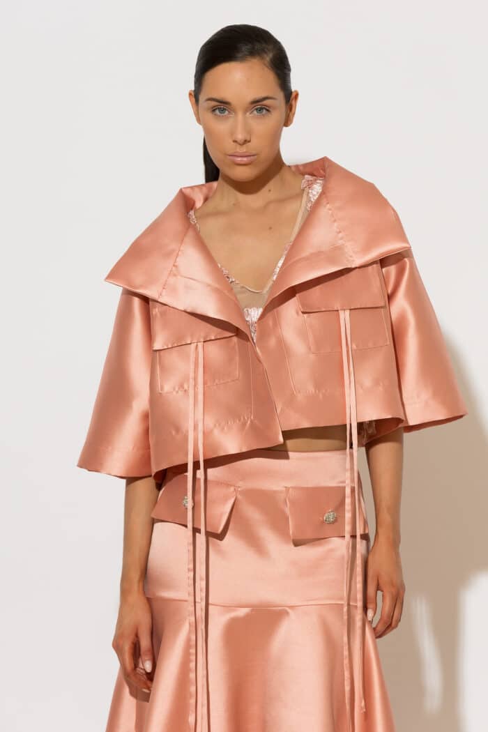 C-THROU Luminous Taffeta Cropped Jacket