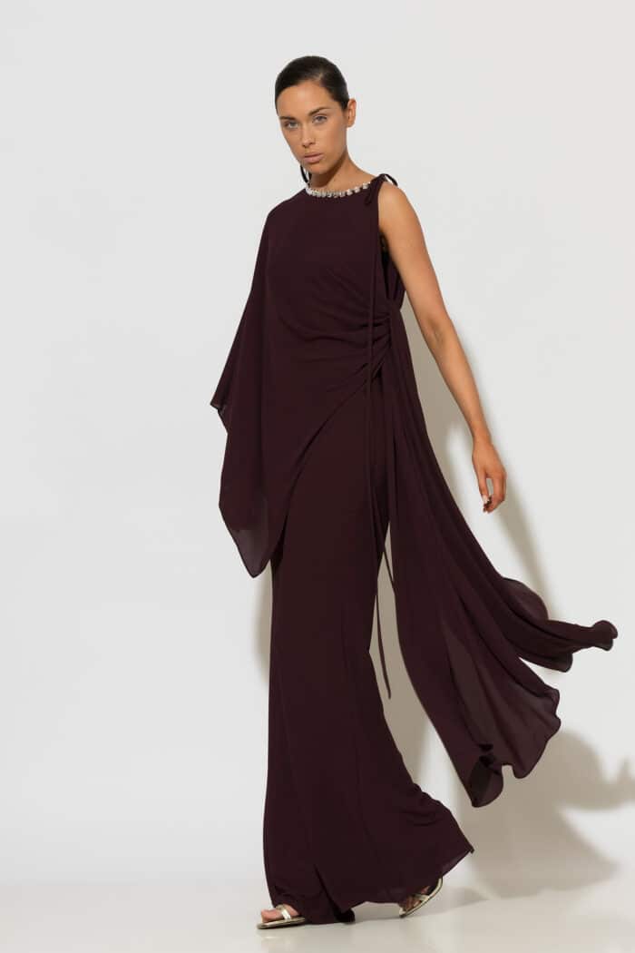 C-THROU Crystal-Embellished Crepe Georgette Cape Top