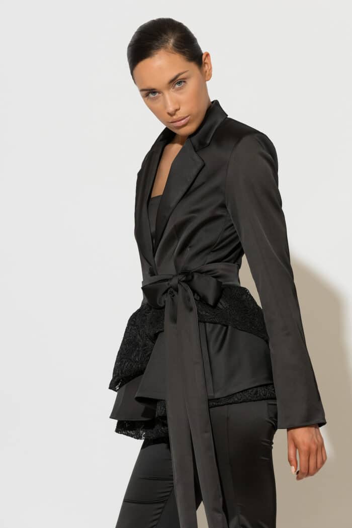 C-THROU Satin Tailored Blazer Jacket