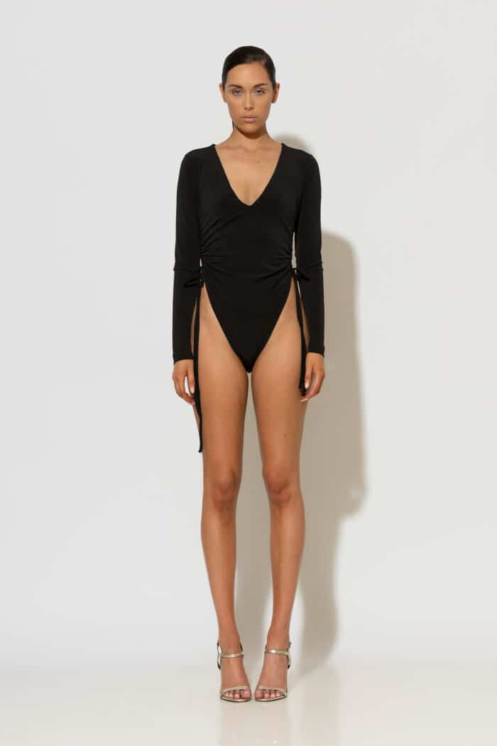 Long Sleeve Ruched Jersey Bodysuit