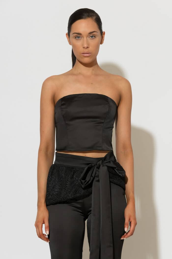 C-THROU Satin Strapless Bustier Top