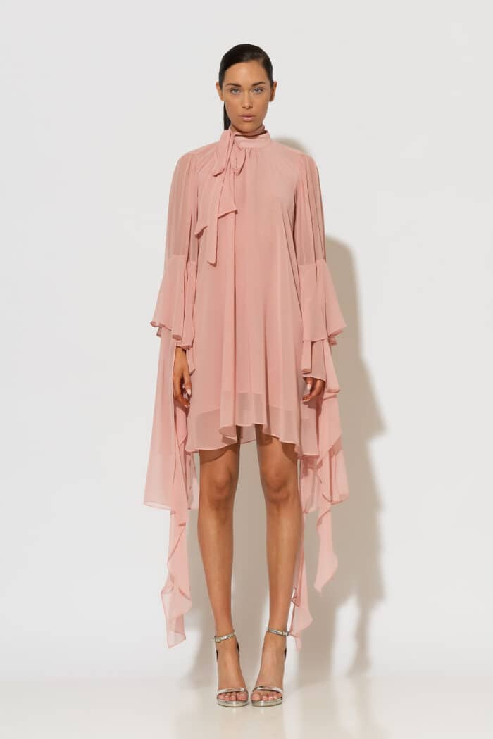C-THROU Chiffon Mini Dress with Ruffles & Neck Tie 2606051 189