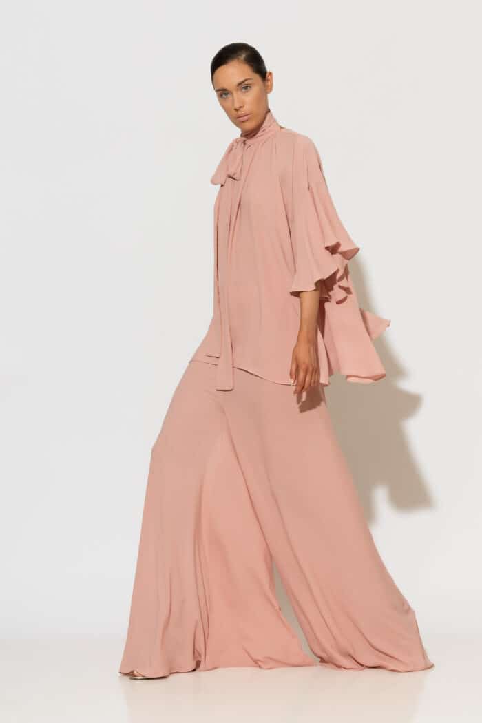 C-THROU Crepe Georgette Wide-Leg Trousers