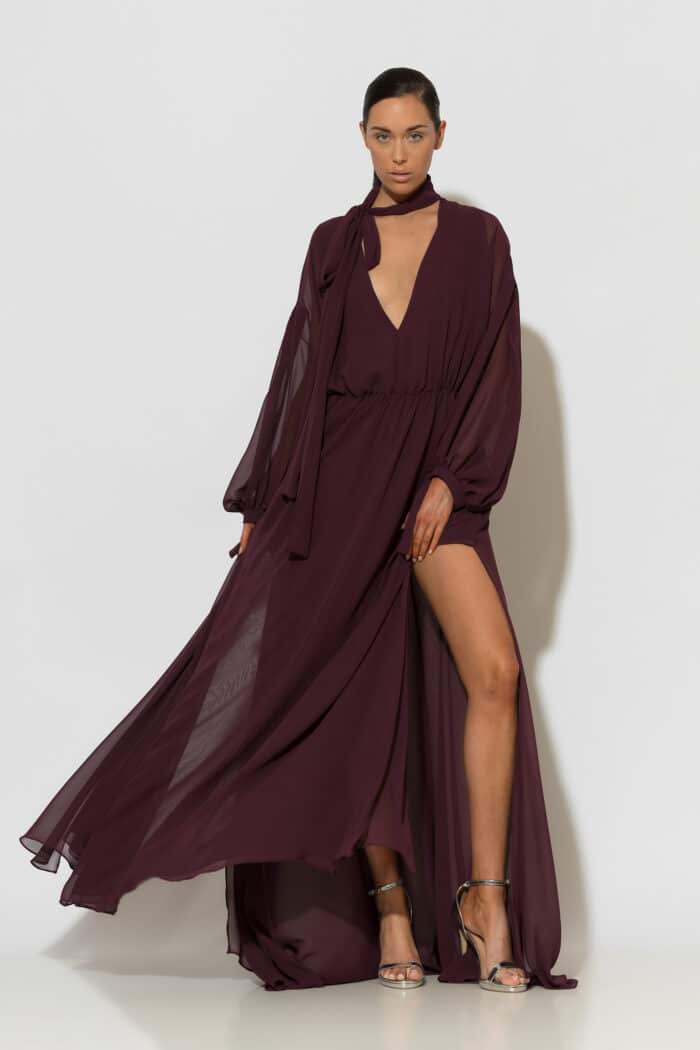 C-THROU Double Leg Slits Chiffon Maxi Dress 2606053 239
