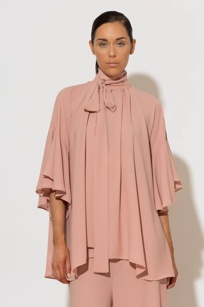 C-THROU Tie Neck Crepe Georgette Top - Front