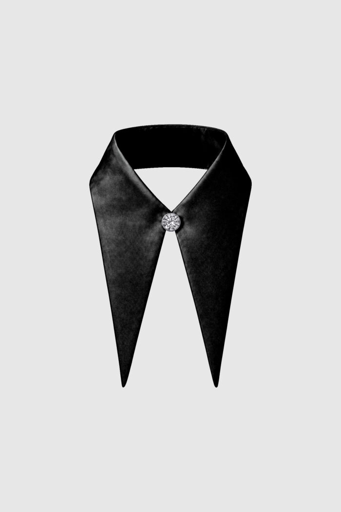 Black Poplin Crystal Collar Accessory