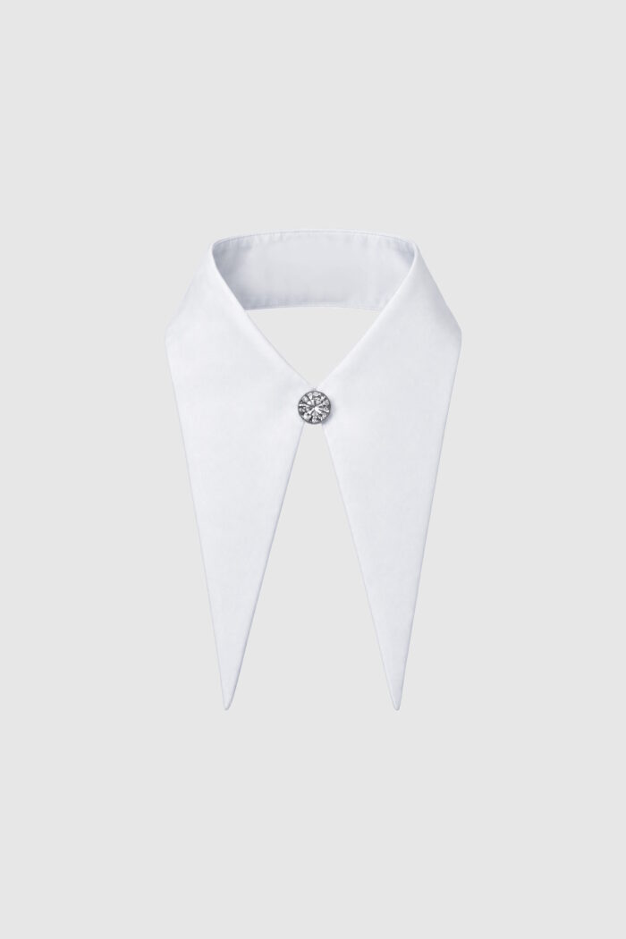 White Poplin Detachable Collar with Strass