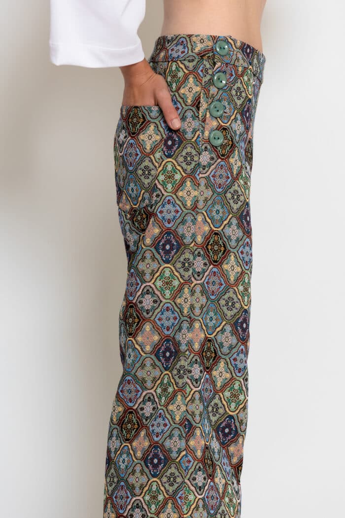Brocade Wide-Leg Trousers