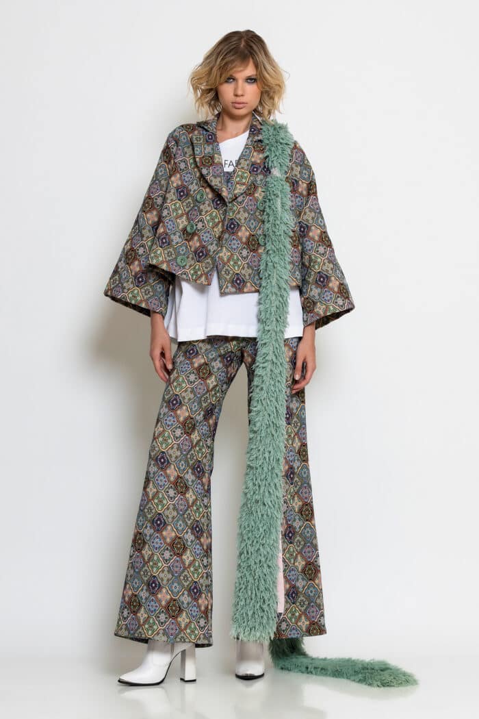 Brocade Wide-Leg Trousers
