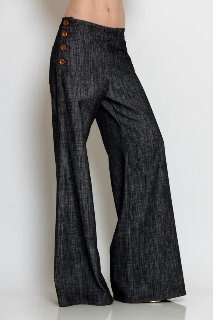 Wide-Leg Denim Trousers
