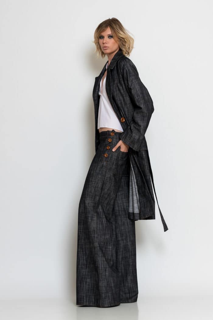 Wide-Leg Denim Trousers
