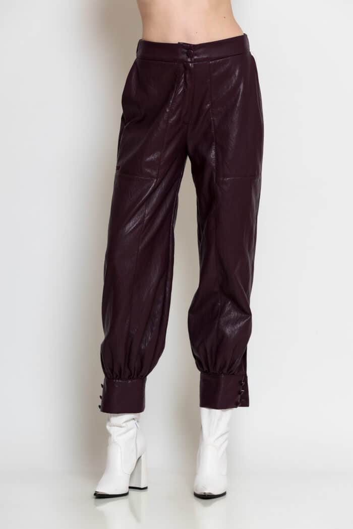 Bordeaux Faux Leather Tapered Trousers